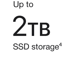 up to 2TB SSD storage