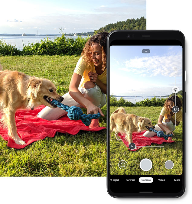 pixel 4 photo of a woman and dog