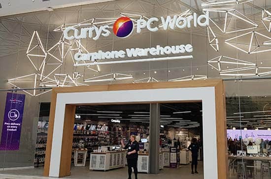 The front of the Currys store in Westfield white city.