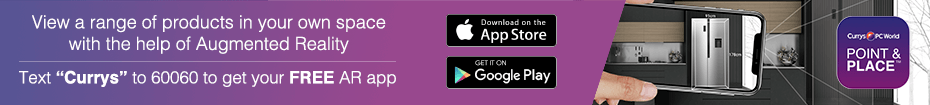 View a range of products in your own space with the help of Augmented Reality. Text "Currys" to 60060 to get your FREE AR app