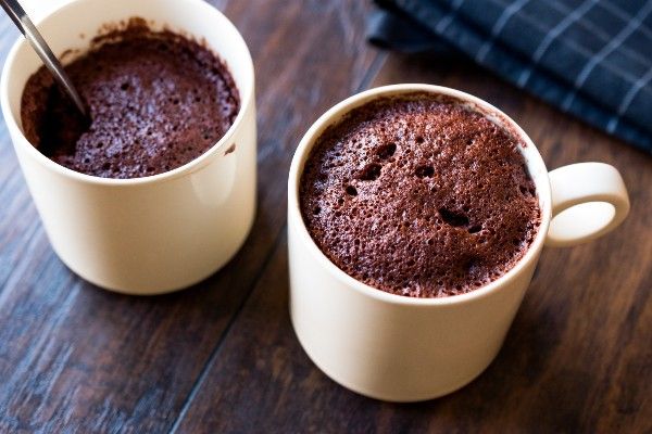 Two chocolate mug cakes